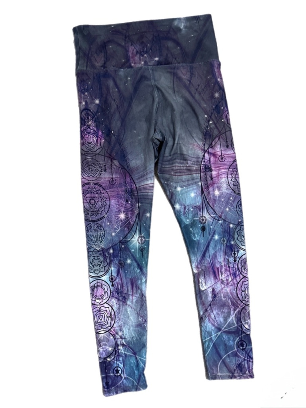 Evolution & Creation Galaxy Leggings M Boho Mandala Print Yoga Pants Festival